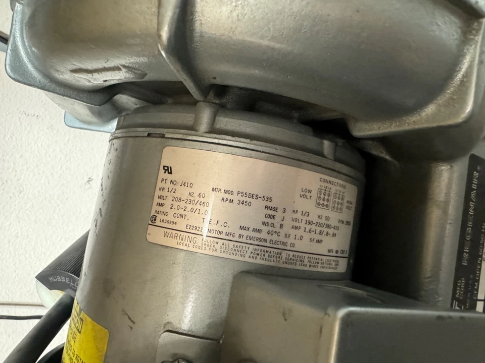 GAST R3305A-1 Side Channel Air Blower Vacuum Motor 3P 220/480V J410 P55BES-535 - Image 4 of 4