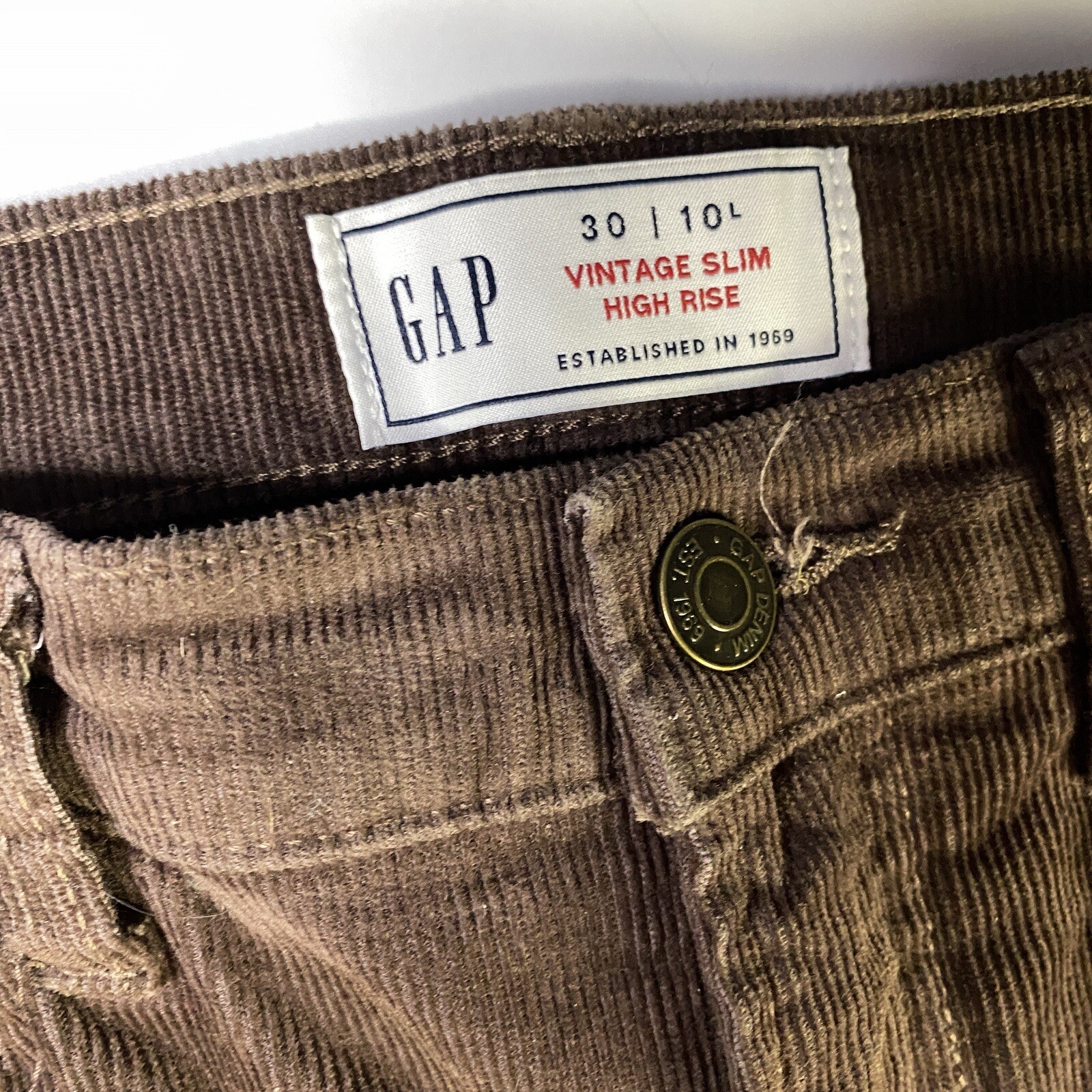 GAP Womens Size 10/30 Long Warm Espresso Brown High Rise Vintage Slim