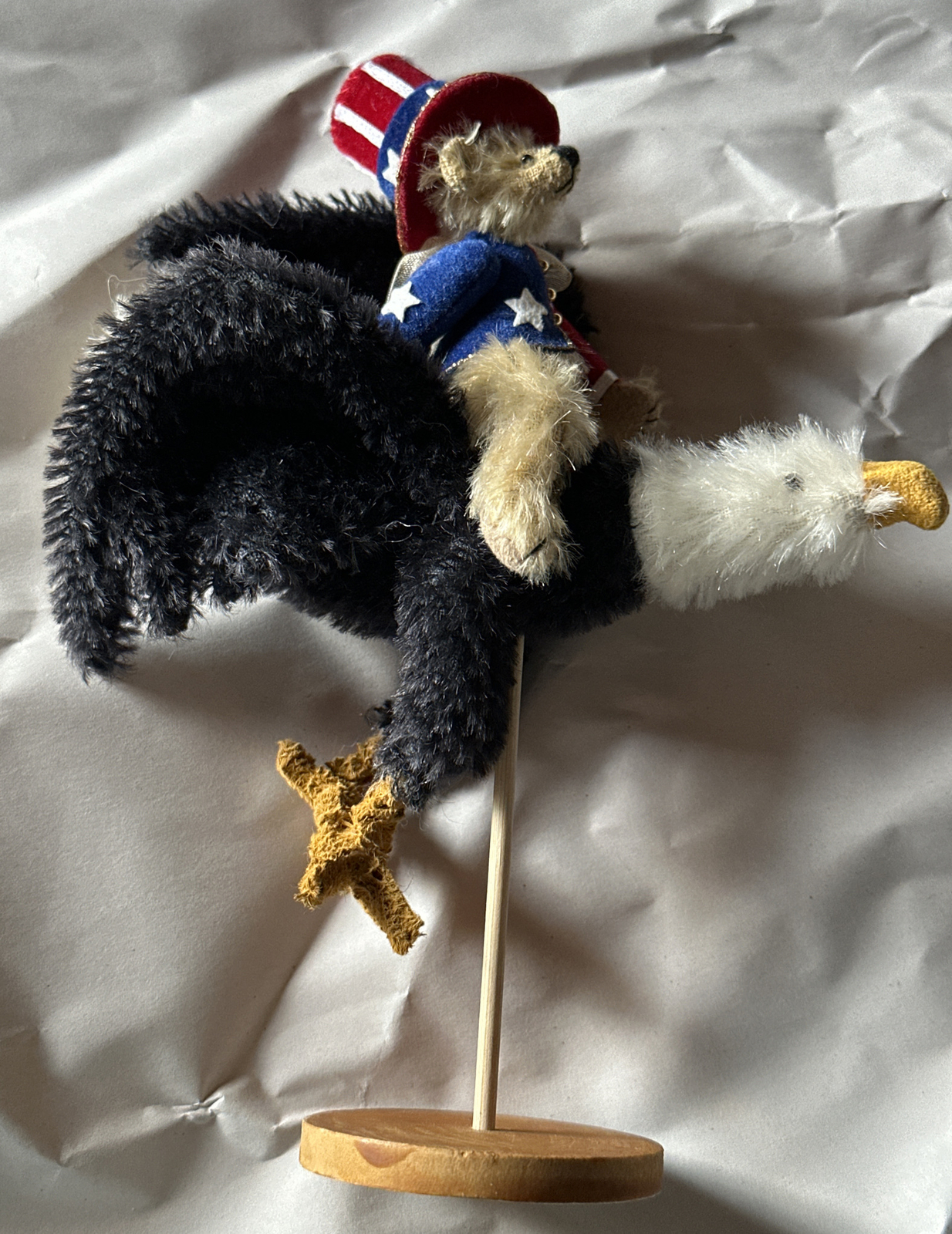 DEB CANHAM ARTIST DESIGNS DCAD SPIRIT OF AMERICA PATRIOTIC BEAR ON BALD EAGLE