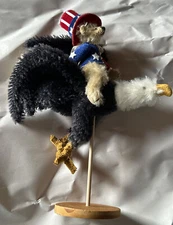 DEB CANHAM ARTIST DESIGNS DCAD SPIRIT OF AMERICA PATRIOTIC BEAR ON BALD EAGLE