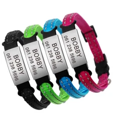 Reflective Personalized Cat Collar and Tag Small Puppy Dog Name ID Tag Engraved