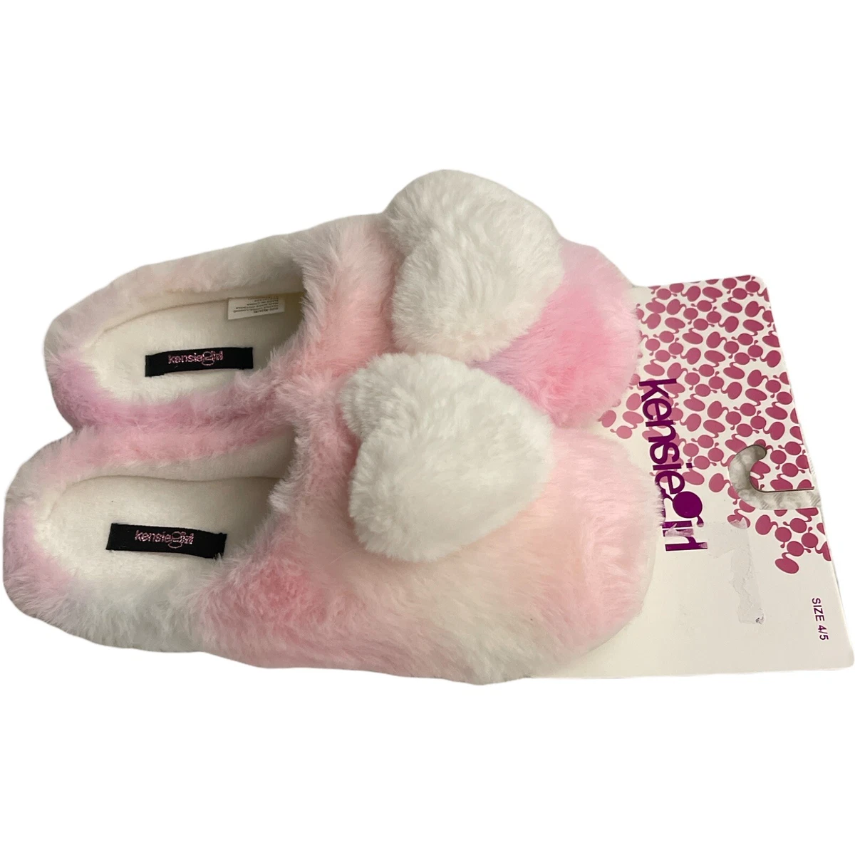 Girls Heart Faux Fur Slippers