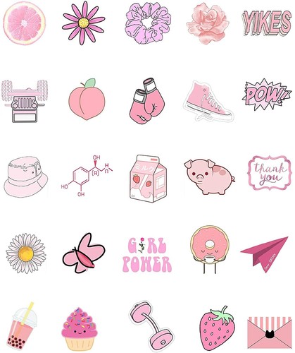 50 pegatinas rosadas Vsco para niñas automóvil portátil pegatinas de botella calcomanías de vinilo estéticas - Imagen 10 de 10