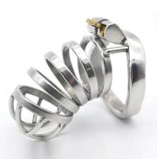 Stainless Steel Male Chastity Device Long Cage for Men Metal Locking Belt CC106