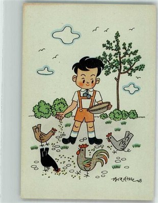 39907098 - Signed Bradtke Huehner Verlag Kind GmbH children (artist cards)