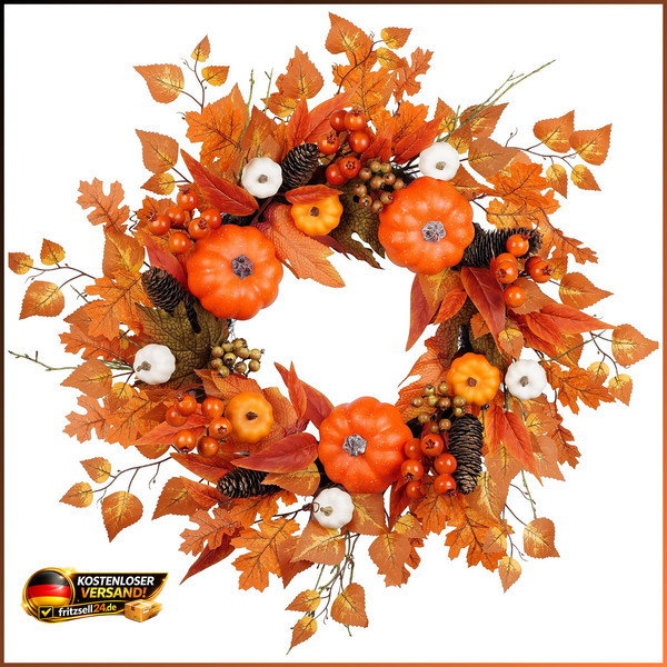 Herbst TüRkranz 61Cm KüNstlich GrüN FüR HaustüR Wand Fenster Deko Zuhause-image