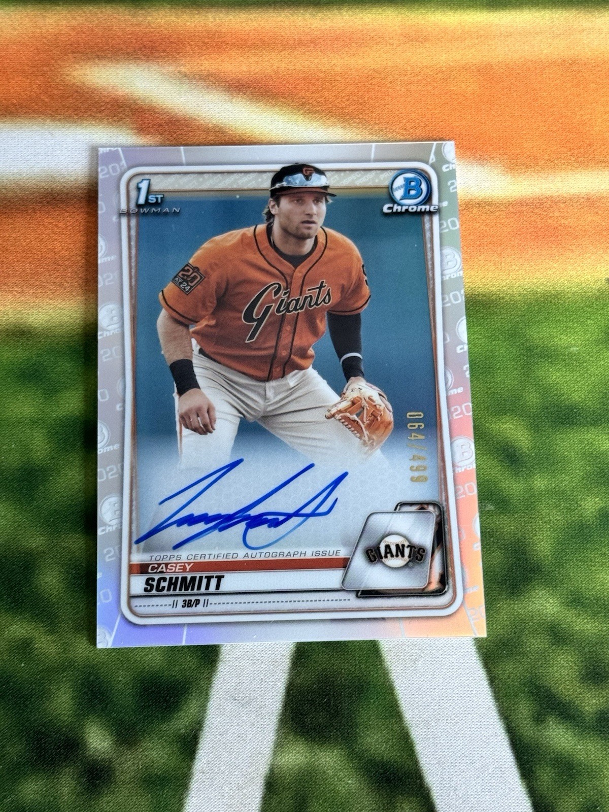 2020 Bowman Chrome Draft CASEY SCHMITT  AUTO Refractor /499 SD
