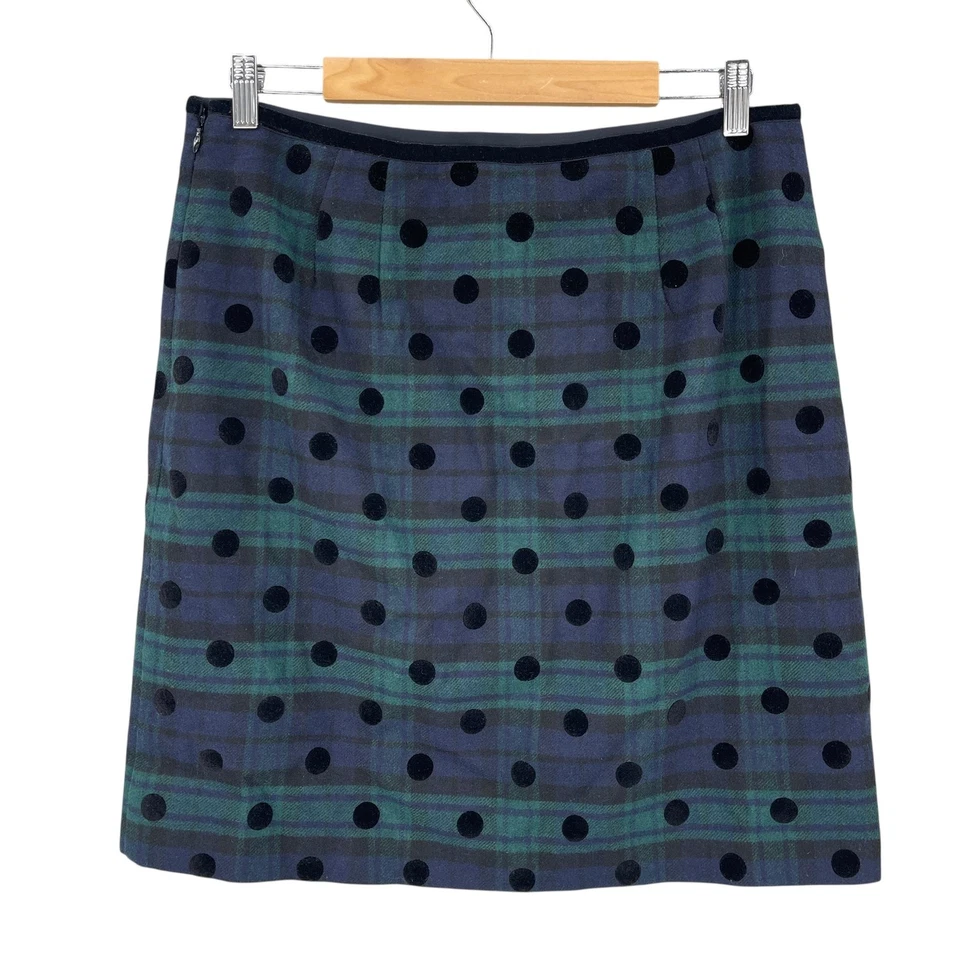 Talbots Academia Skirt Women Preppy Plaid Polka Dot Wool Blend Lined Size 12 - Image 2 of 4