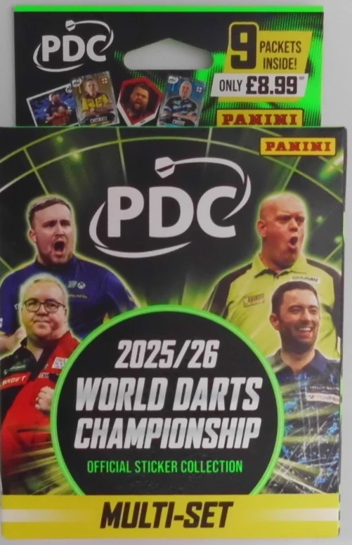 Panini PDC World Darts Championship Sticker Collection 2025/26 Multi-set 9 packs