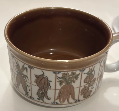 Otagari Vintage 70's Ceramic Vegetable Print Soup Mugs Bowl Stoneware J Barber