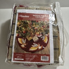 Herrschners  Heavenly Angels 553710 Tree Skirt Latch Hook Kit 34" NEW