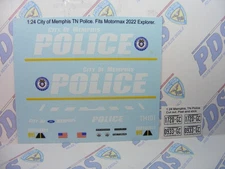 Memphis, TN Police 1:24 Water Slide Decal Set Fits 2022 Motormax Explorer NEW