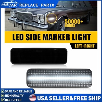 Smoked Lens White Front Fender Side Marker Lights Lamps For Dodge D100 D150 D250