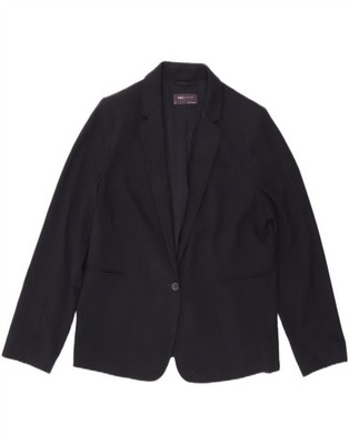 Marks & Spencer Womens 1 Button Blazer Jacket UK 14 Large Navy Blue BZ06