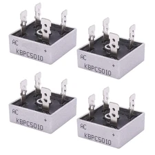 4Pcs KBPC5010 Bridge Rectifier AC to DC 1000V 50A Full Wave Single Phase