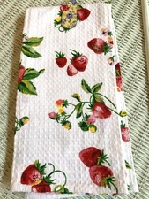 New W Tags ~ April Cornell Cotton Kitchen Tea Towel ~ “Strawberry Basket” Design