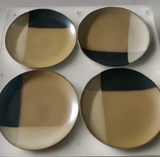 4 Sango Gold Dust Black Dinner Plates 10 3/4" Retired 5022. Very Good Condition 