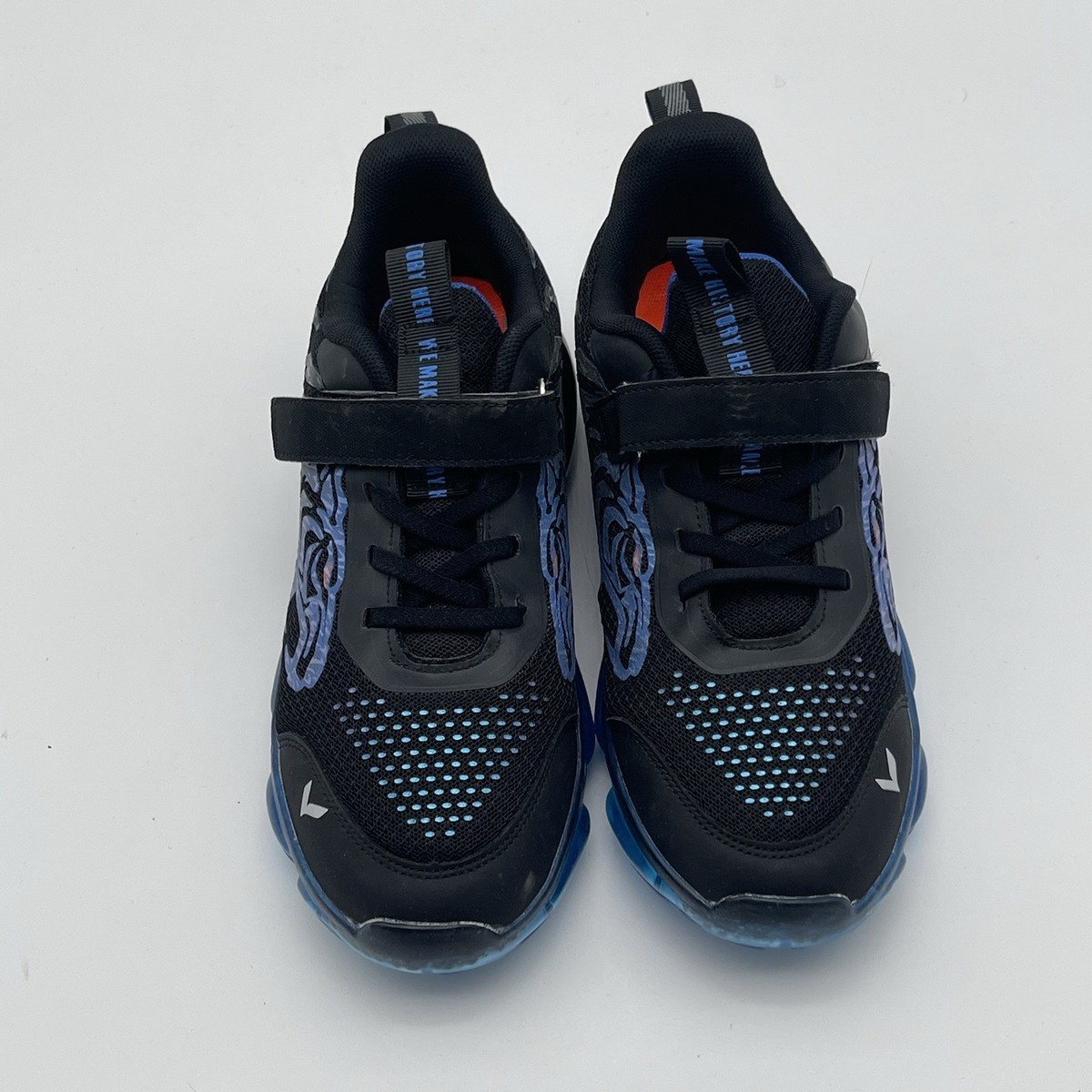 Vitike Black/Blue Hook And Loop Athletic Running Sneakers Youth