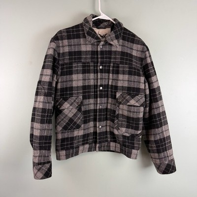 Vintage French Connection Plaid Jacket Womens XS Grey Shacket Wool Blend Button