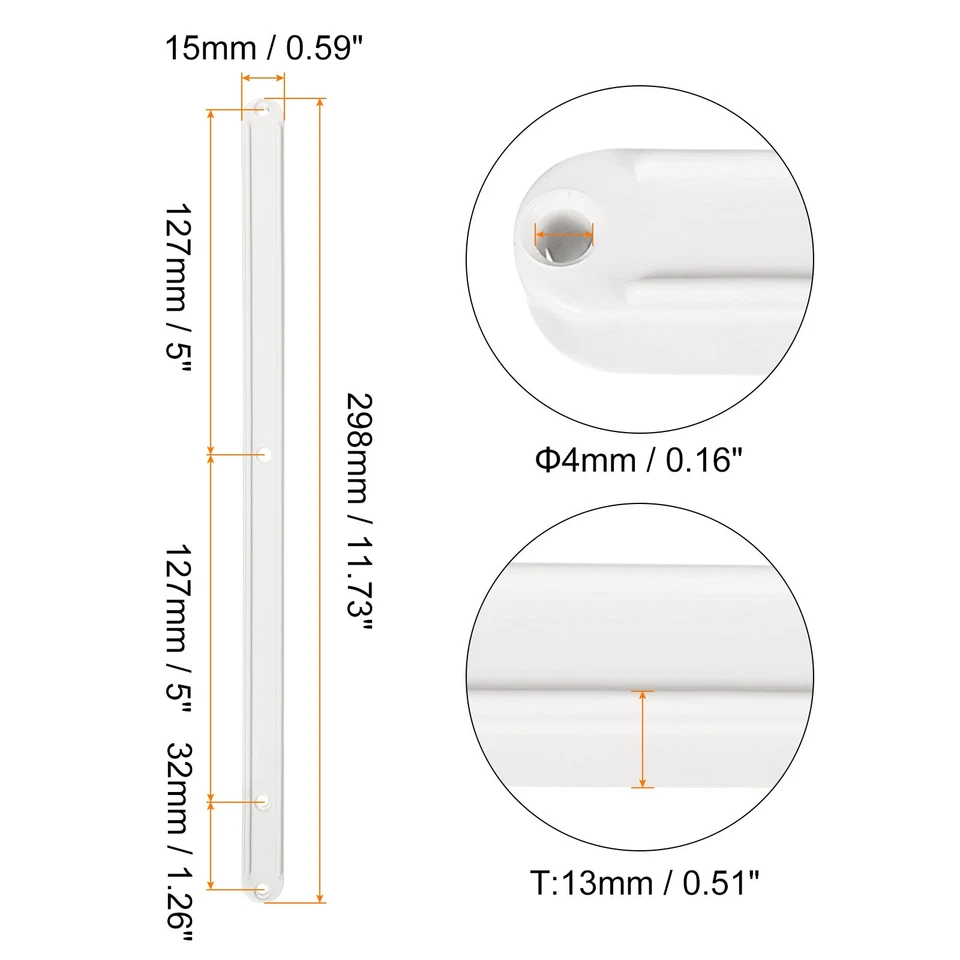 Schubladenführungen,10Stk,300mm Kunststoff,geriffelte Führungsschienen (weiß) - Bild 2 von 4