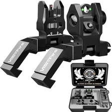 45° Flip-Up Iron Sights with Red/Green Fiber Optic, M-LOK Picatinny Rail, Adjust