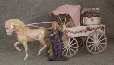 Stablemate Pearly Yellow Pink Andalusian Stallion & Princess Carriage Incomplete