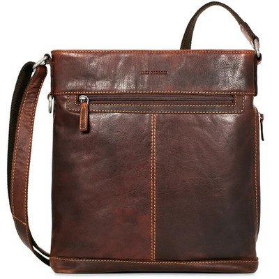 Jack Georges Crossbody Brown Messenger Buffalo Leather Bag Concealed Side Pocket
