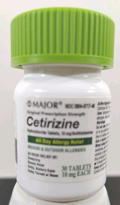 Major Pharma, Cetirizine Hydrochloride Allergy Relief 10mg 30 Tablets New Sealed