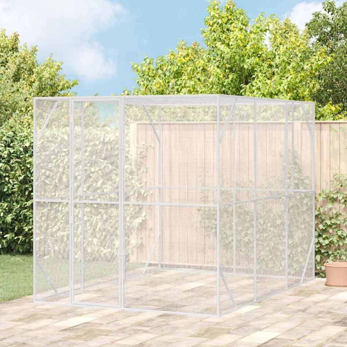 Outdoor Bird Cage Anthracite Galvanised Steel 210x304x213cm Rustproof Secure Pro