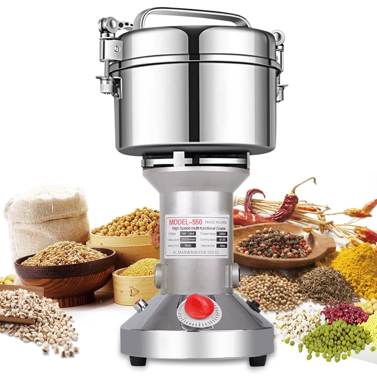 Electric herb Grinder 550g High Speed Electric Stainless Steel Spice Flour Mi...