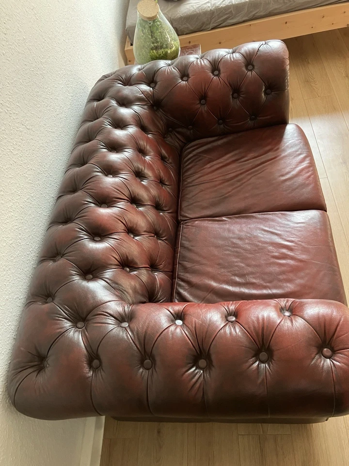 Chesterfield Ledersofa Vintage Zweisitzer Sofa - Bild 3 von 4