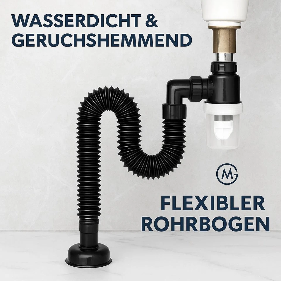 Universal Siphon P-Trap dehnbar wasserdicht für Spüle Küche Bad DE. - Bild 2 von 4