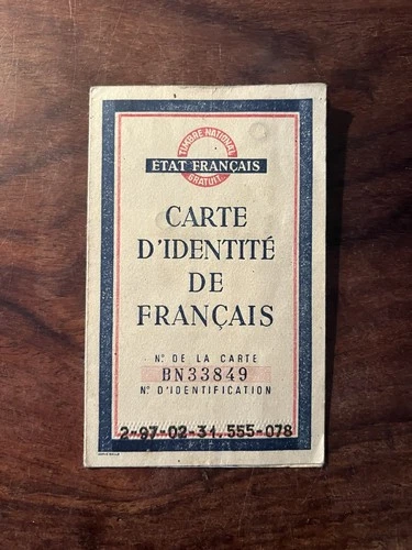 FRENCH STATE/IDENTITY CARD OF FRENCH 1943 HAUTE-GARONNE TOULOUSE