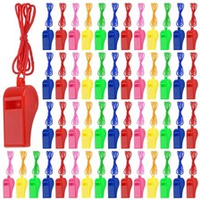 300 Pieces Referee Whistles In Bulk Loud Plastic Emergency Whistle with Lanya...