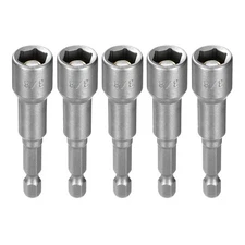 5pcs Nut Driver Drill Bit 3/8" 6-Point Socket 1/4" Hex Shank Magnetic Nut