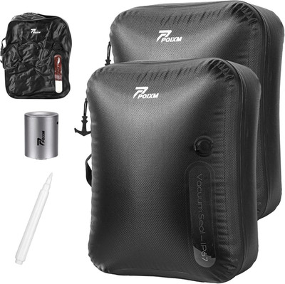 Vacuum Bags for Travel with Wireless Pump, 180° Open Zipper, IP67 Waterproof, Re
