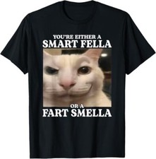You're Either a Smart Fella or a Fart Smella Funny Cat Meme T-Shirt