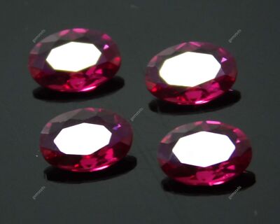 4 Pcs NATURAL Red RUBY Oval shape CERTIFIED Loose Gemstones Lot 7x5
