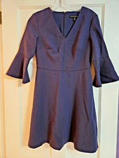 Banana Republic Navy Blue Fit and Flare V Neck 3/4 Sleeve Dress Size 4