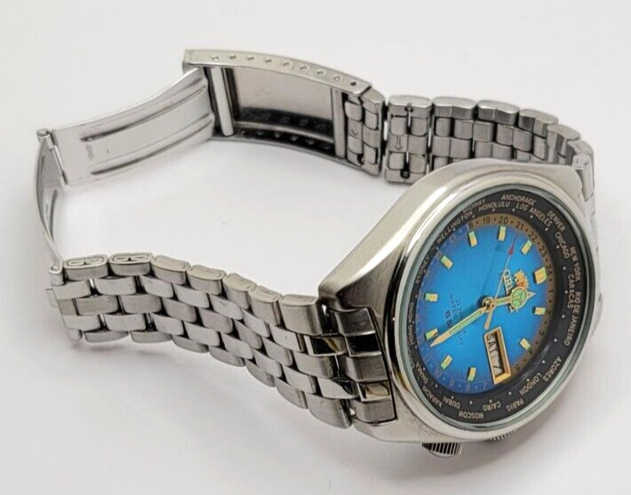 Vintage Orient Automatic World Time Stainless Ste… - image 9