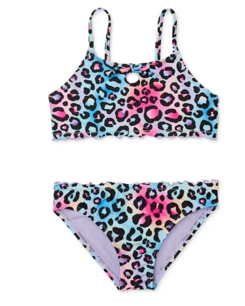 Wonder Nation Girls SIZE 2XL 18 Asymmetrical Bikini Swimsuit with UPF 50 +