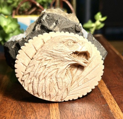Hand Carved Eagle Belt Buckle Handmade Vintage Retro Unisex Fashion Accessories