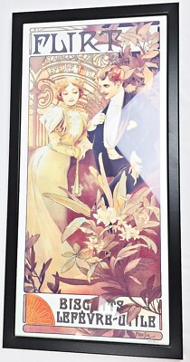 Alphonse Mucha Art Nouveau Custom Framed Print FLIRT