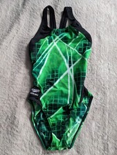 SPEEDO Endurance One Piece Swimsuit Womens Size 28 Green Black