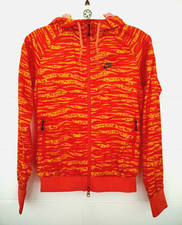 Vtg 90's Nike Women Windbreaker Jacket Size M Orange Yellow Hooded Long Sleeves