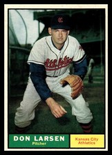 1961 TOPPS DON LARSEN #177 KC ATHLETICS HIGHER GRADE NO CREASES