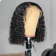 BOB CURLY Wig 13 4 TRANSPARENT Lace Frontal Factory Price 100 Human Virgin Hair
