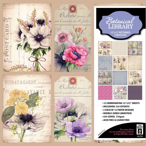 Lot of 4 Floral 12x12 Paper Pads Scrapbook Crafting Cardstock Patterned Prints - Picture 6 of 9