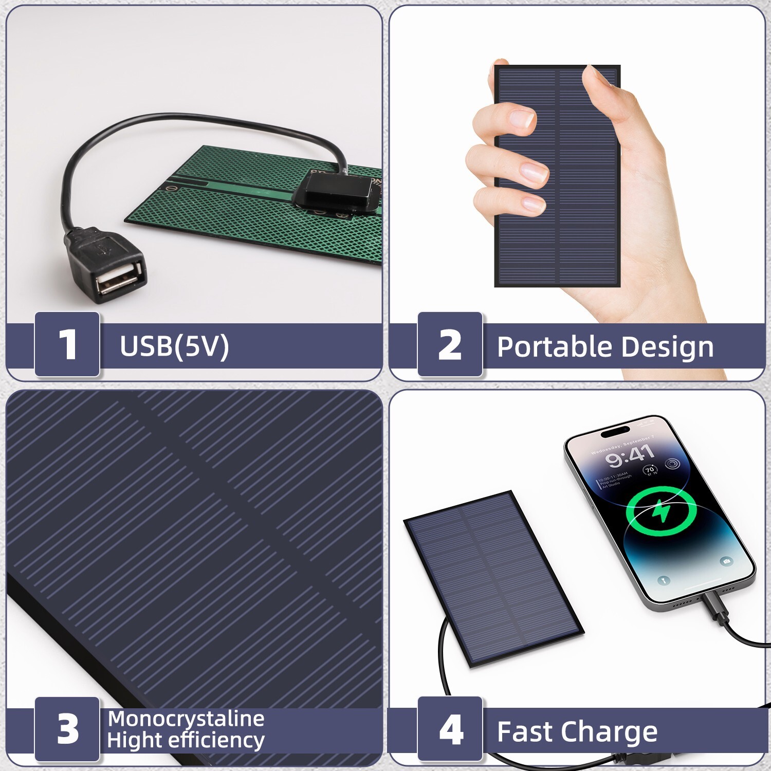 USB Solar Power Bank Portable Solar Panel Phone Charger For Outdoor
