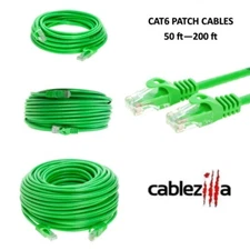 CAT6 Green Ethernet Patch Cord LAN Network Cable RJ45 50FT- 200FT Multi-Pack LOT